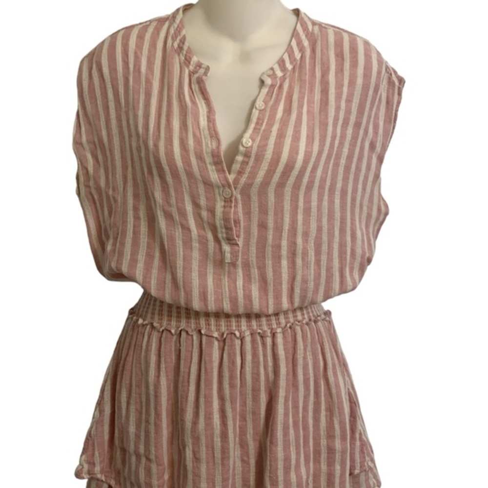 Rails Angelina Cascade Stripe Smocked Mini Dress Pink Size Small Dress